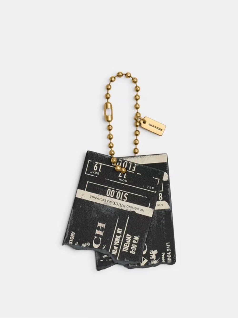 Coach Black & Gold Ticket Friendship Charm Keychain